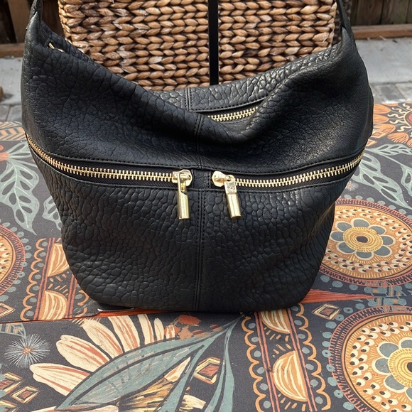 Elizabeth and James Black Pebbled Leather Hobo Satchel - Picture 5 of 10